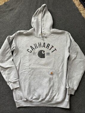 Carhartt Men’s Gray Crewneck Hoodie with Logo